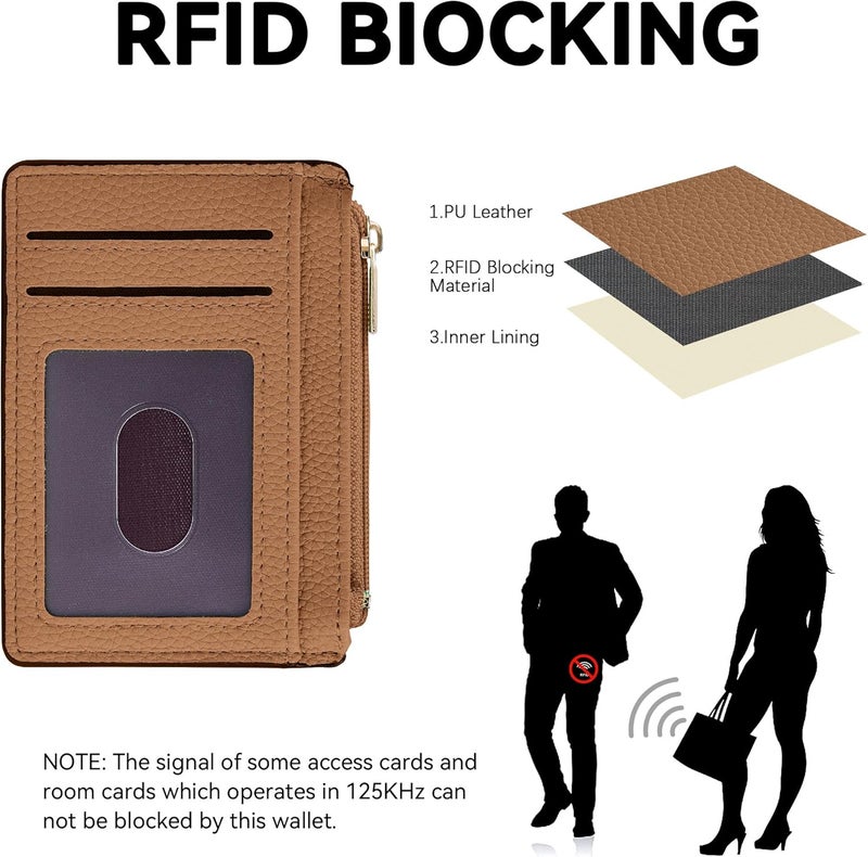 Tipmile Credit Card Holder for Women Slim Minimalist Front Pocket RFID Blocking Wallet Small Compact Card Case with ID Window, Brown - Image 2